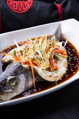 Steamed fish with soy sauce