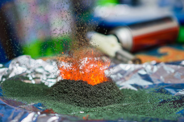 chemical reaction of ammonium dichromate if it ignite