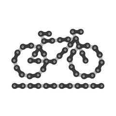 Black and White Vector Bike or Bicycle Icon Made of Bike or Bicycle Chain Isolated on White Background. Cycling Concept