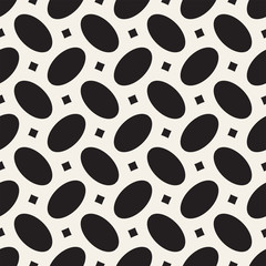 Vector geometric seamless pattern with curved shapes grid. Abstract monochrome rounded lattice texture. Modern repeating background design