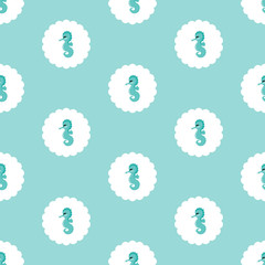 Cute sea horse. Pattern. Seamless vector illustration. Flat.