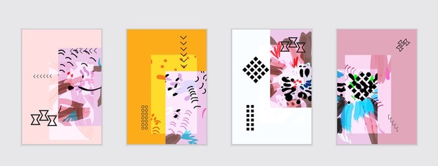 Set of artistic abstract universal card templates