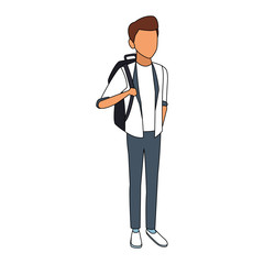 Fototapeta premium Young male student cartoon vector illustration graphic design