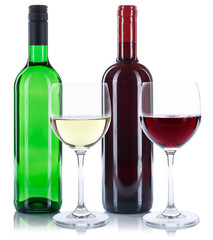 Wein Flaschen Glas Weinflaschen Weinglas Rotwein Weißwein Weisswein freigestellt Freisteller