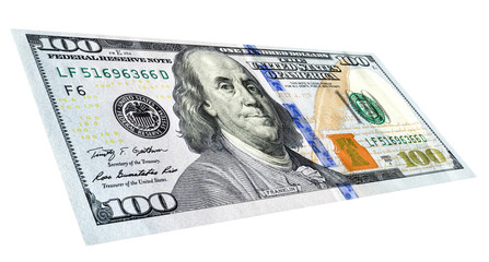 Banknote of one hundred american dollar with portrait of Benjamin Franklin