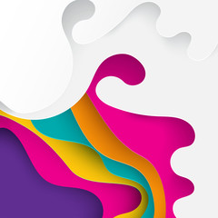 Paper art 3D abstract background with origami shapes. Paper waves, layers texture. Geometric design layout for business presentations, invitations, flyers, posters