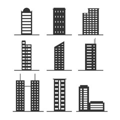 Set of Modern Office Tall Building for Icon, Infographic design.
