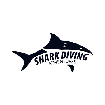 Diving Club. Emblem or logo with Shark. Vector illustration