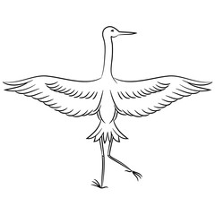 vector contour heron bird on white childish coloring book