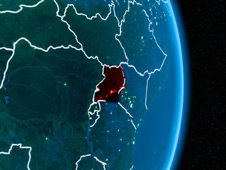 Uganda in red at night