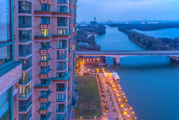 Obraz premium View of residential quarters in Moscow on a winter night 