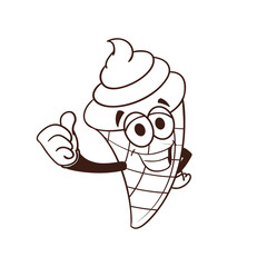 Ice cream cone cartoon character isolated on white background. Mascot vector illustration. Perfect to use in logo design, branding, and other creative projects