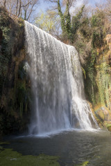 Waterfall in the stone monastery in Aragon