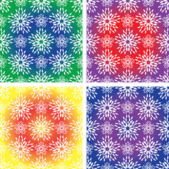 Set of four bright colors seamless patterns
