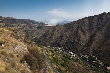 Mountain panorama from the area of Alaverdi in Armenia