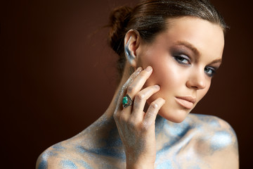 Fototapeta premium Beauty Woman face creative art Portrait