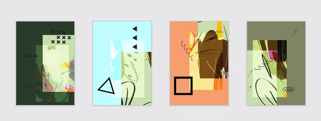 Set of artistic abstract universal card templates