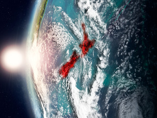 New Zealand during sunset on Earth