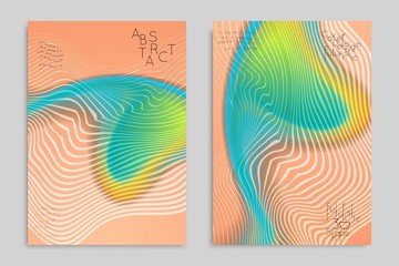 Abstract cover template with stripes on colorful blurred background