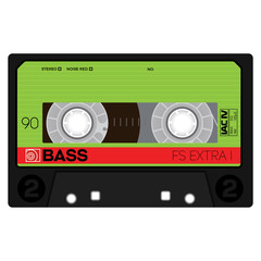 Vintage audio cassette tape, realistically looking design.