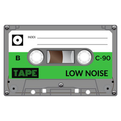 Old fashion cassette tape design, retro technology illustration.