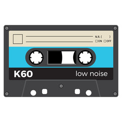 Old fashion cassette tape design, retro technology illustration.