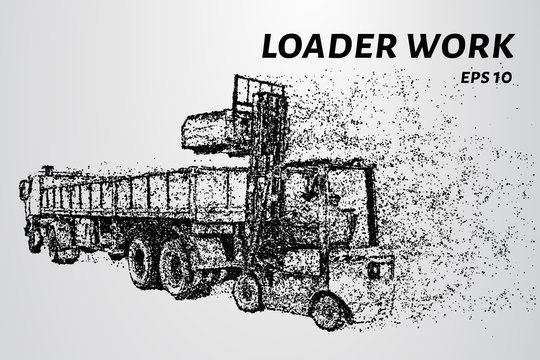 Loading works of the particles. Front-end loader loads the truck