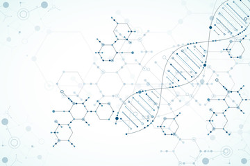 Science template, wallpaper or banner with a DNA molecules. - obrazy, fototapety, plakaty