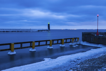 Lighthouse in Gdynia at night