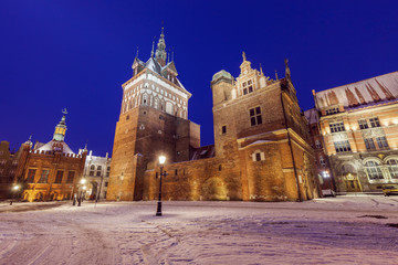 Torture chamber and Prison in Gdansk at night - obrazy, fototapety, plakaty