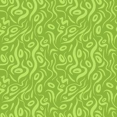 Green alga seamless pattern with natural watercolor illustrations of seaweed on the paper. Amazing for textile, wallpapers, greetings card, web, backgrounds, labels.