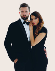 Beautiful elegant couple on dark background