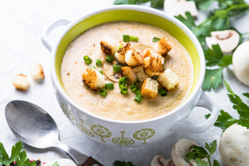 Mushroom Soup puree with croutons