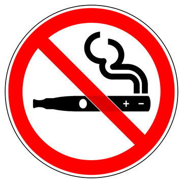 srr343 SignRoundRed - german - Verbotszeichen: E-Zigaretten / Rauchen / Dampfen - verboten - english - prohibition sign: no smoking - no vaping - xxl g5946