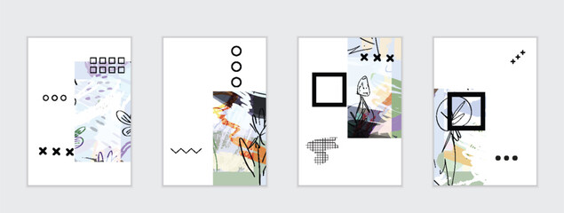 Fototapeta premium Set of artistic abstract universal card templates
