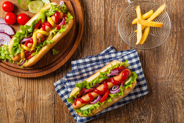 Delicious homemade hot dogs.