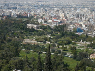 Fototapeta na wymiar Griechische Agora von Athen von der Akropolis aus gesehen