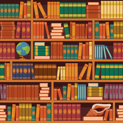 Seamless vector  bookshelve pattern