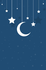 Night star moon postcard. Template. background. Vector illustration.