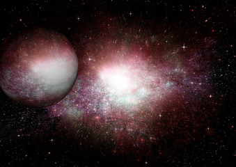 Fototapeta premium Stars, dust and gas nebula in a far galaxy