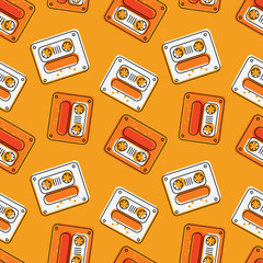 Funky tape mix seamless pattern. Authentic design for digital and print media.