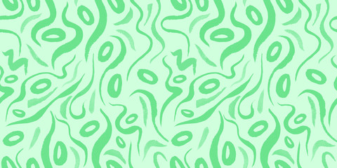 Fototapeta na wymiar Green alga seamless pattern with natural watercolor illustrations of seaweed on the paper. Amazing for textile, wallpapers, greetings card, web, backgrounds, labels.