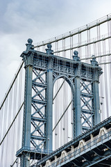 The famous Manhattan bridge spanning the East River between Brooklyn and lower Manhattan