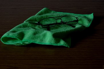 Green microfiber cleaning cloth