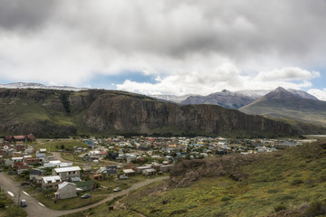 Panoramic view of El Chalten, Patagonia, Argentina. Hiking and treking capital.