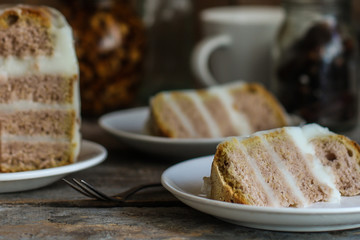 biscuit cake with white cream 