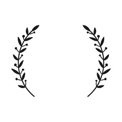 Fototapeta na wymiar Laurel wreath. Hand drawn vector round frame for invitations, greeting cards, quotes, logos, posters and more. Vector