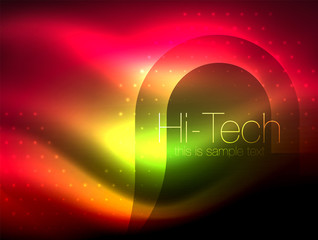 Glittering neon glowin wave, techno modern art abstract background, magical shiny template