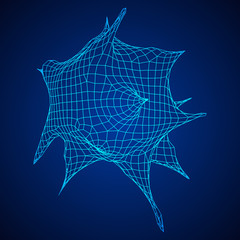 Bacteria virus wireframe mesh model,vector illustration microbe. Bacteria virus or germs microorganism cells under microscope.