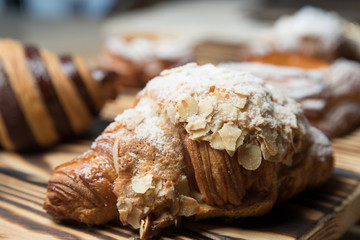 Fresh-backed croissant on the counter